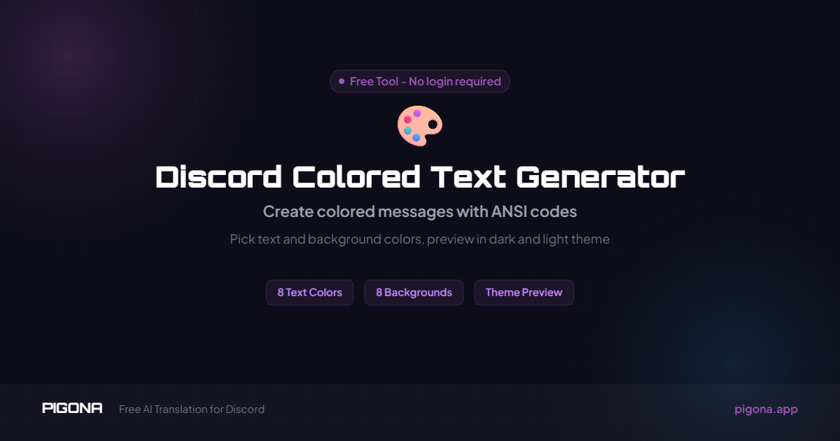 Colored Text In Discord Discord Colored Text Generator - ANSI Color Codes for Discord | Pigona